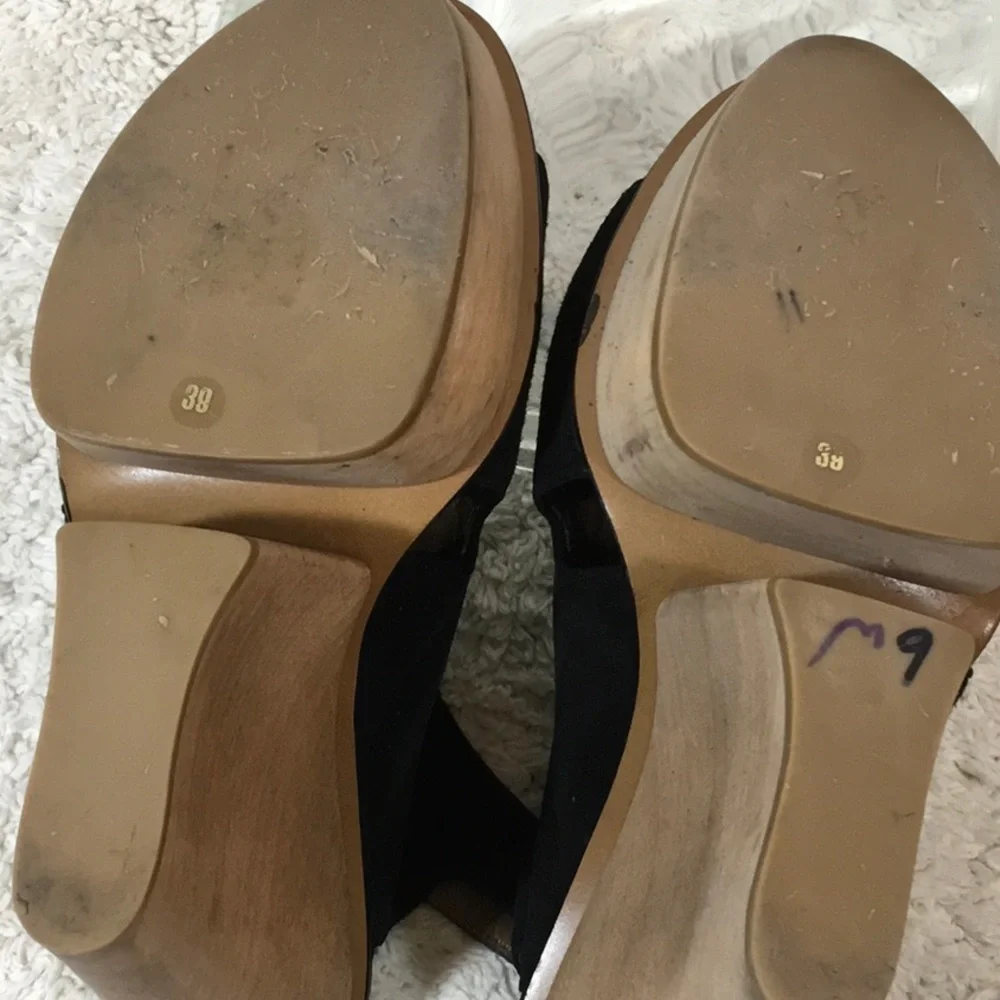 Marni black suede wedge platform heels